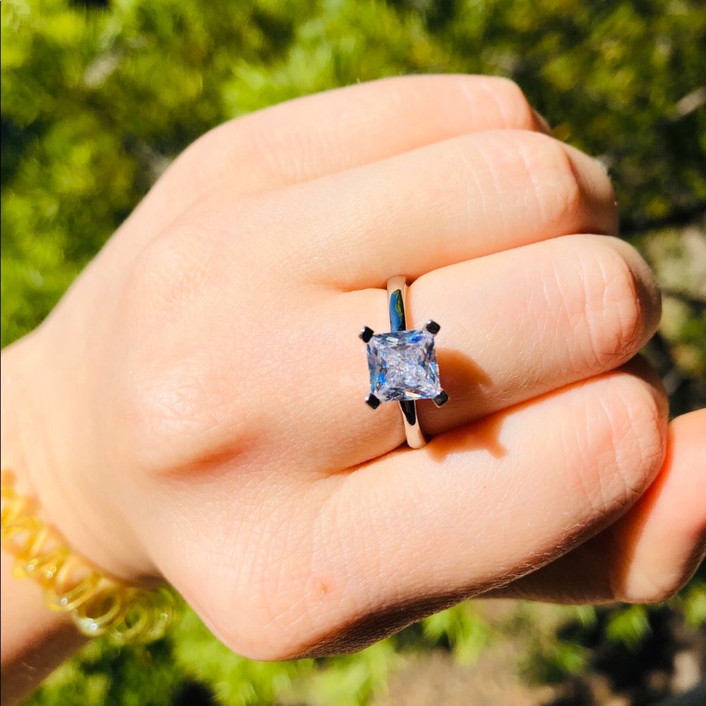 Diamond 18K White Gold Sterling Silver Ring - Picture 2 of 5